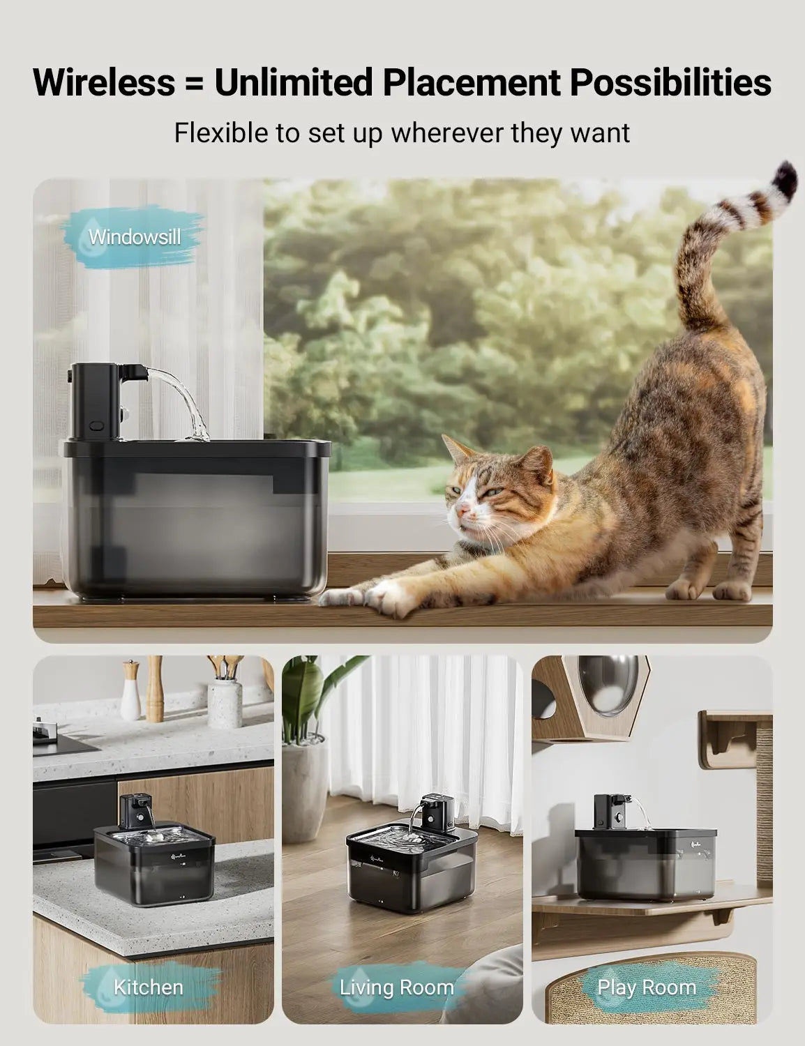 Fontaine Inox Chat Sans Fil — 2,5L Batterie 4000mAh | Acier Inoxydable