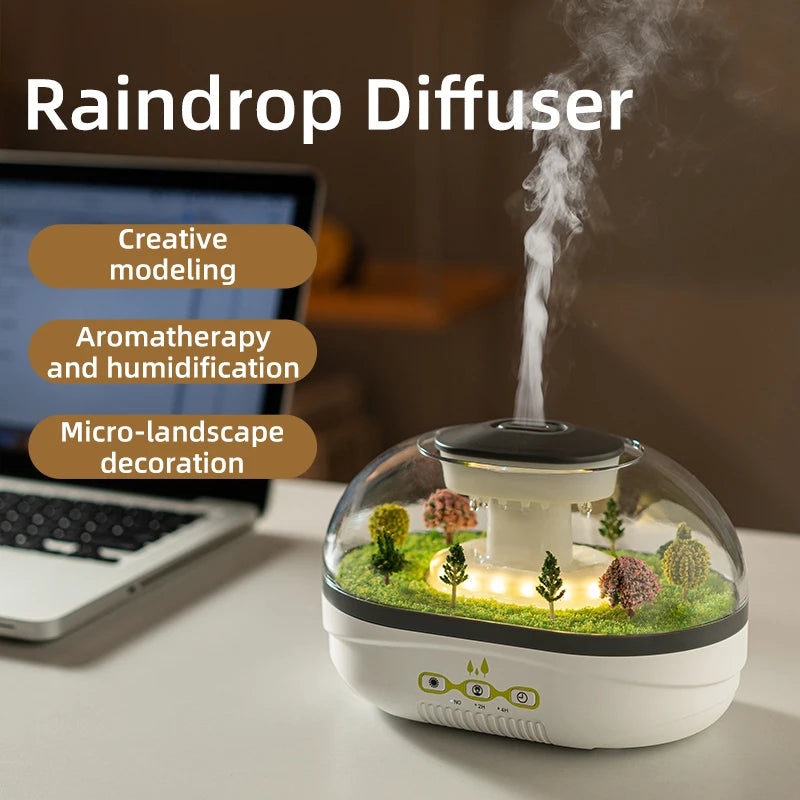 Humidificateur Pluie Déco 400ml — Veilleuse & Diffuseur Brume Maison